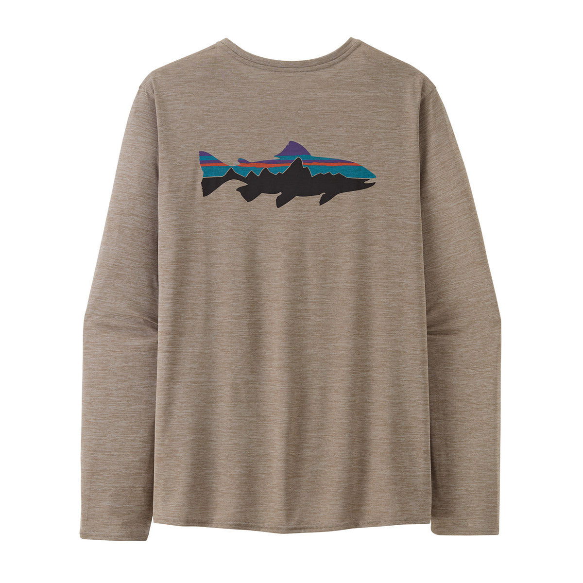 Patagonia Men's Long-Sleeved Capilene Cool Daily Graphic Shirt - Waters Fitz Roy Trout: Seabird Grey X-Dye
