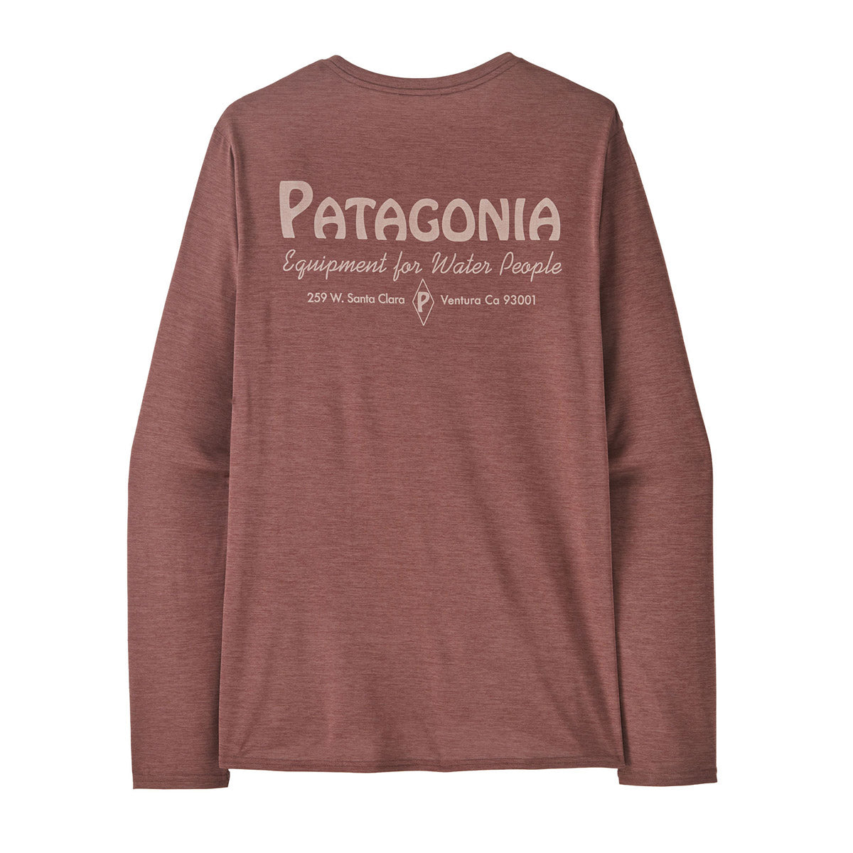 Patagonia Men's Long-Sleeved Capilene Cool Daily Graphic Shirt - Waters Water People Banner: Dulse auve X-Dye / M