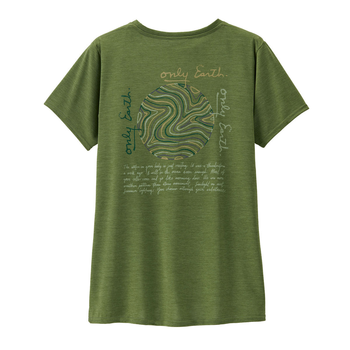 Patagonia Women&#39;s Capilene Cool Daily Graphic Shirt - Lands Earth Currents: Terrain Green X-Dye