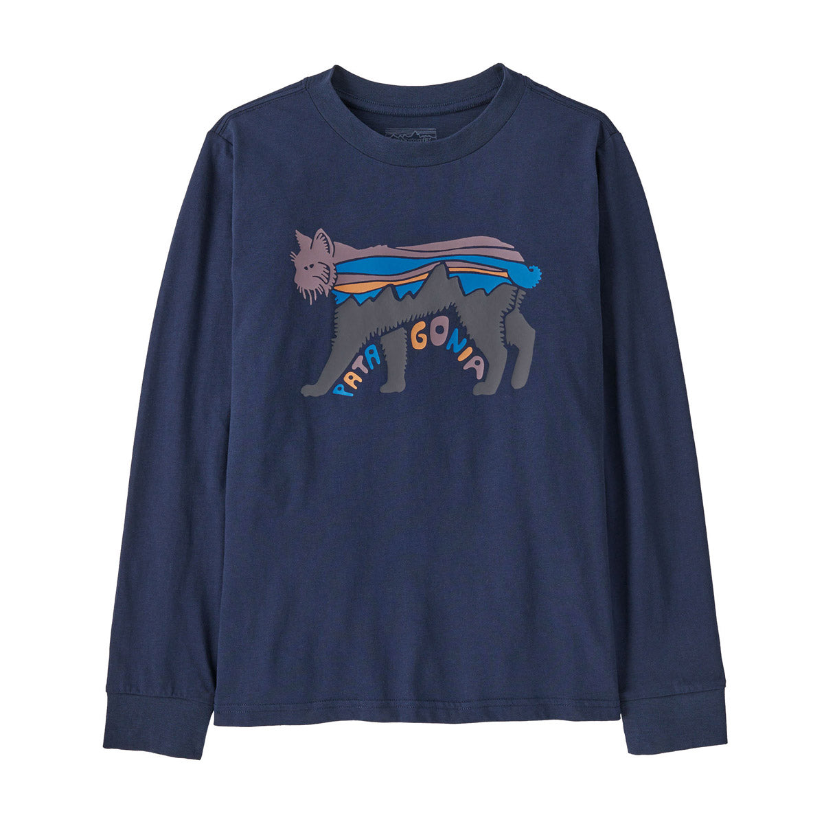 Patagonia Kids' Long-Sleeved Graphic T-Shirt Fitz Roy Lynx: New Navy