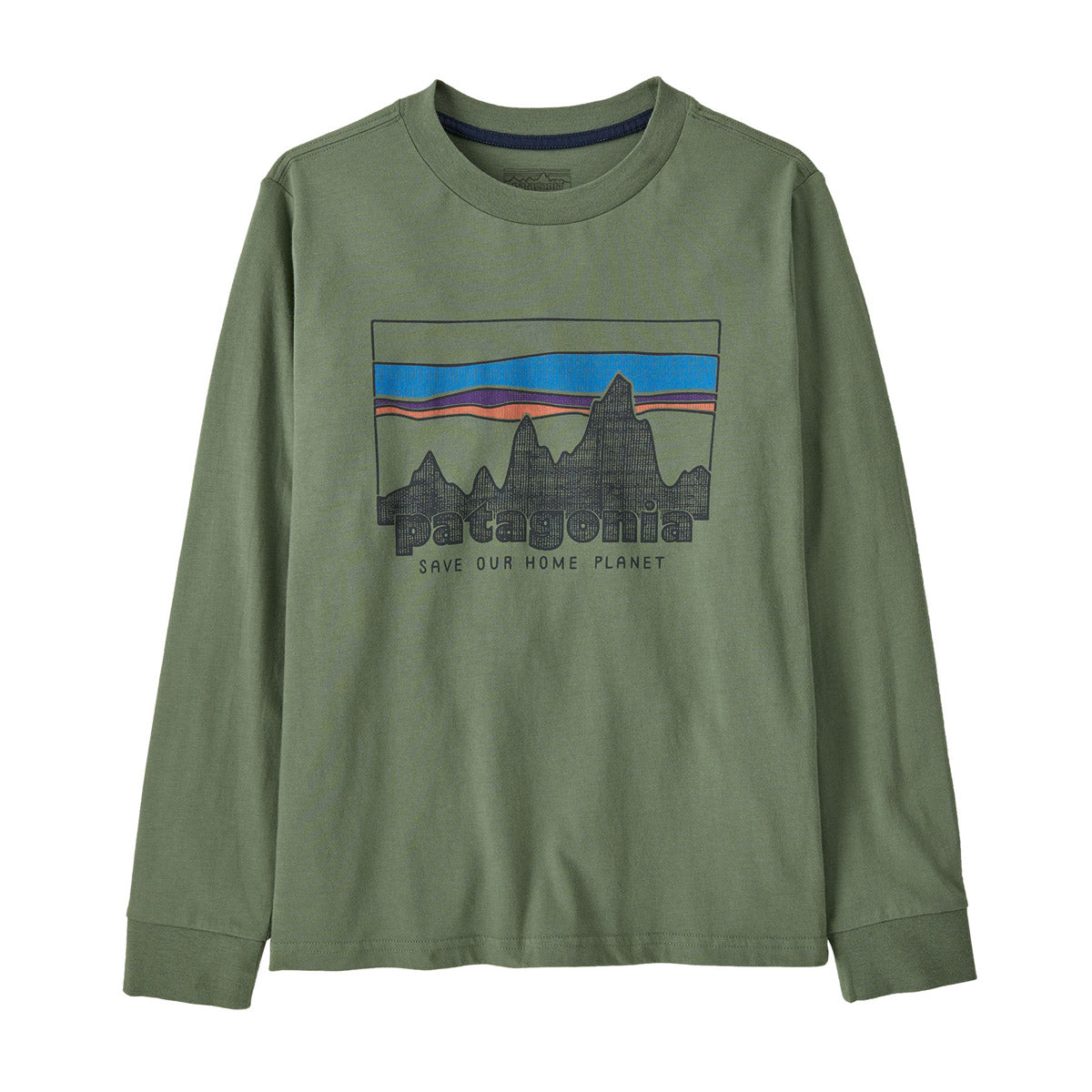 Patagonia Kids' Long-Sleeved Graphic T-Shirt '73 kyline: Terrain Green / S