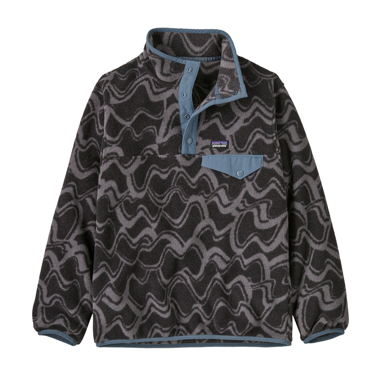 Patagonia Kids&#39; Lightweight Synchilla Snap-T Fleece Pullover Small Currents: Ink Black