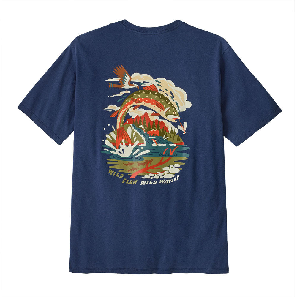 Patagonia Mens Short-Sleeved Take a Stand Responsibili-Tee Pine Stream: Clement Blue