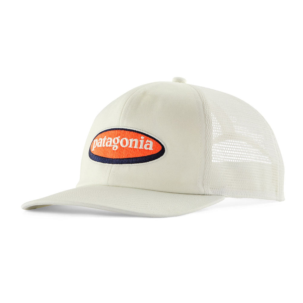 Patagonia Relaxed Trucker Hat Oval Logo: Birch White