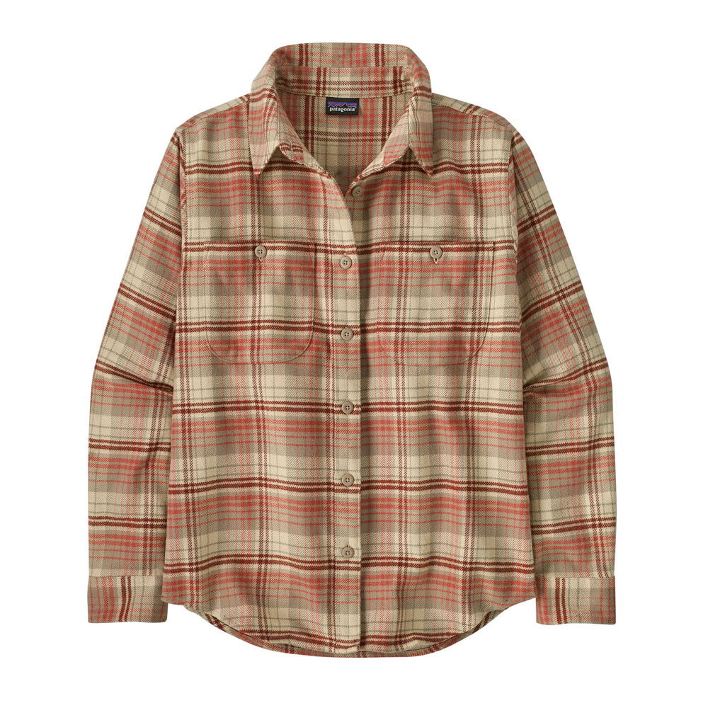Patagonia Womens Fjord Flannel Shirt River Plaid: Potters Red