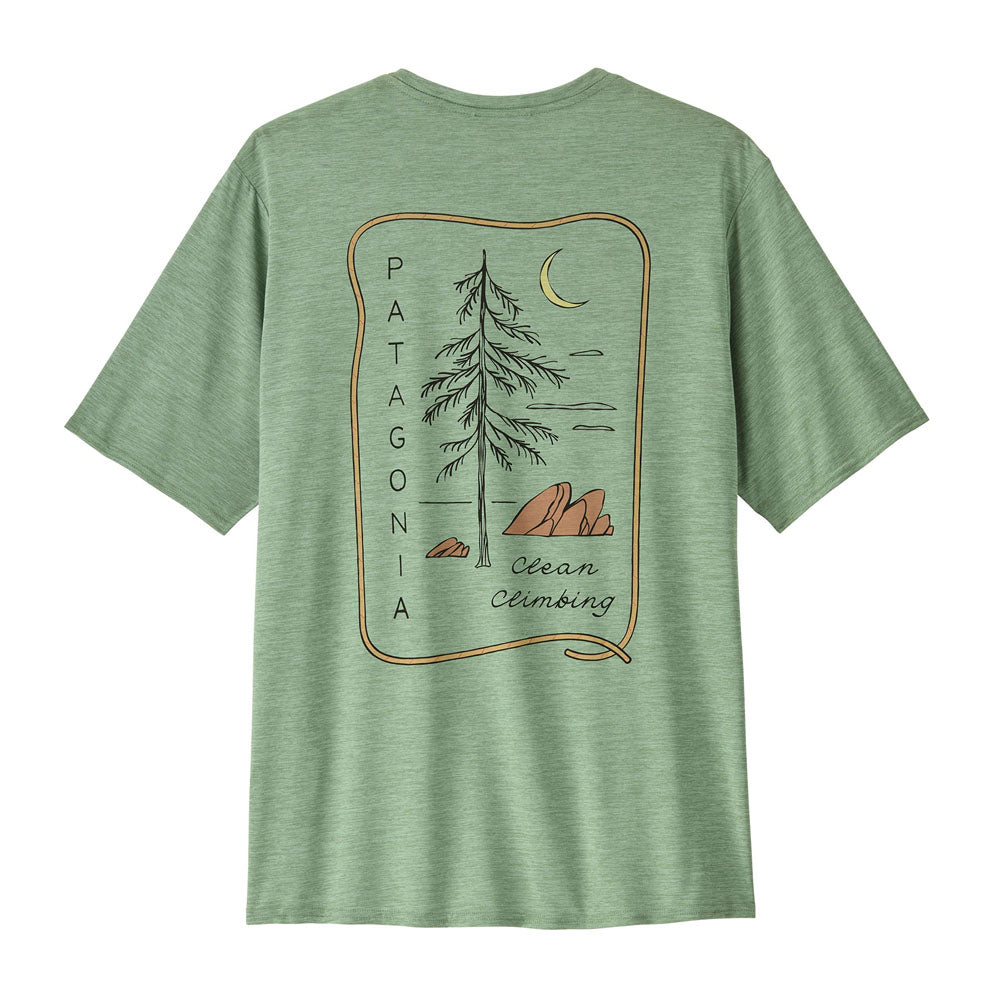Patagonia Mens Capilene Cool Daily Graphic Shirt - Lands Clean Climb Roots: Ellwood Green X-Dye