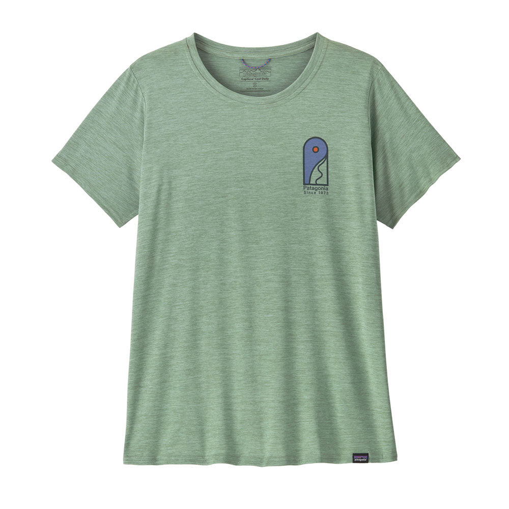 Patagonia Womens Capilene Cool Daily Graphic Shirt - Lands Earlylines: Ellwood Green X-Dye