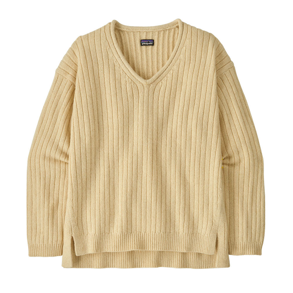 Patagonia Womens Recycled Wool-Blend V-Neck Sweater Dark Natural