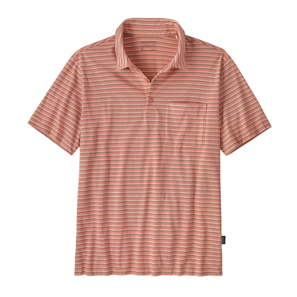 Patagonia Mens Daily Polo Fallen Stripe: Moment Pink