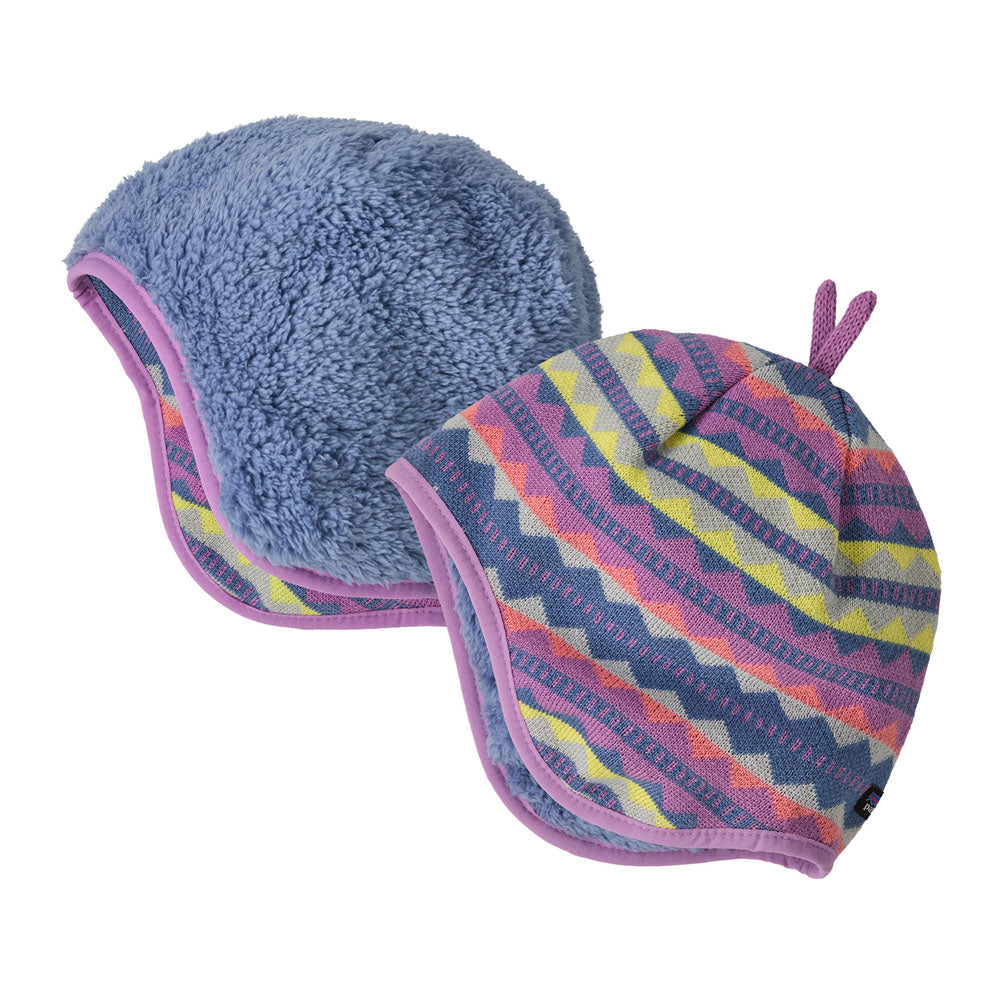 Patagonia Baby Reversible Beanie Diamond Stripe: Brisk Purple