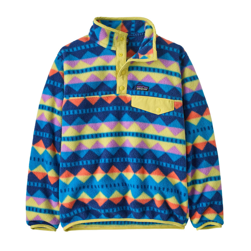 Patagonia Kids Lightweight Synchilla Snap-T Fleece Pullover Diamond tripe: Uplift Blue / S