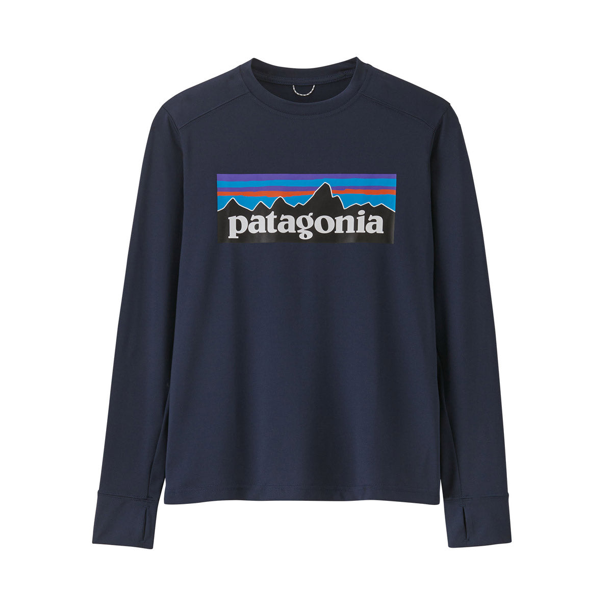 Patagonia Kids' Long-Sleeved Capilene Silkweight UPF T-Shirt P-6 Logo: New Navy