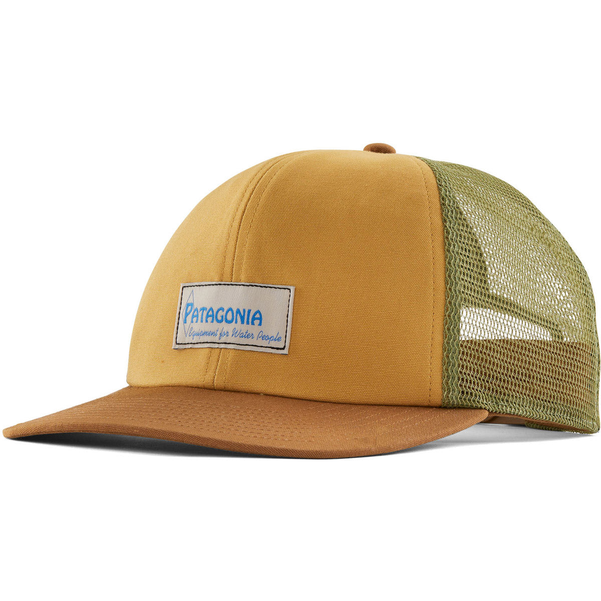 Patagonia Relaxed Trucker Hat Water People Label: Pufferfish Gold