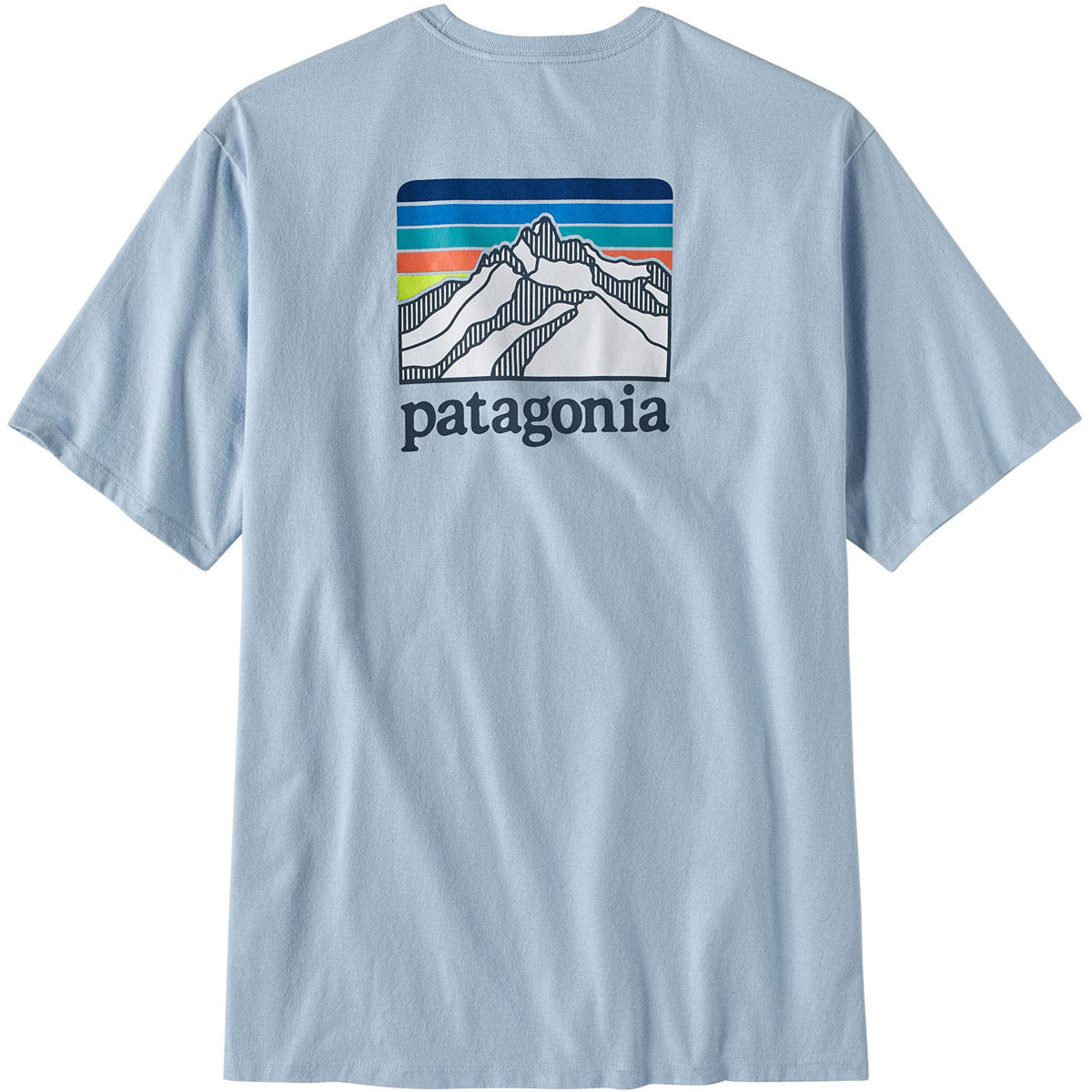 Patagonia Men's Line Logo Ridge Pullovercket Responsibili-Tee Chilled Blue