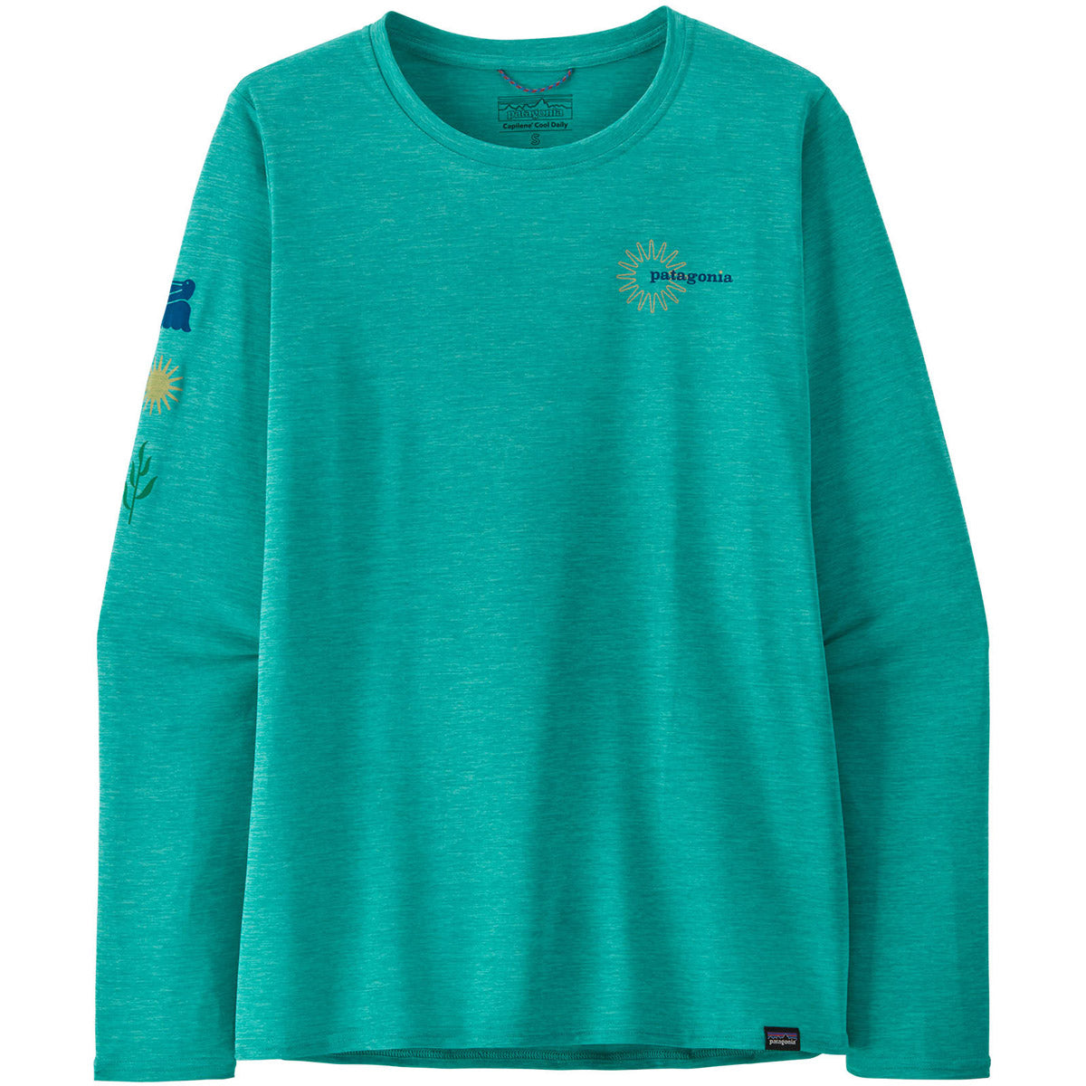 Patagonia Women&#39;s Long-Sleeved Capilene Cool Daily Graphic Shirt - Waters Channel Islands: ubtidal Blue X-Dye / S