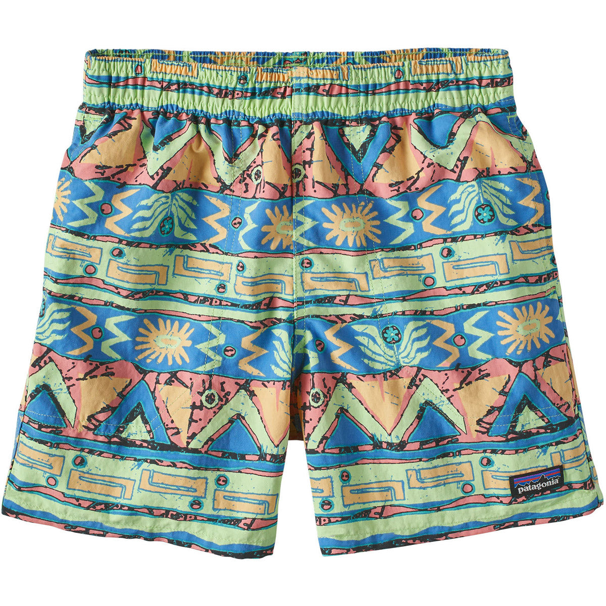 Patagonia Kids&#39; Baggies Shorts 5&quot; - Lined High Hopes Geo: Salamander Green