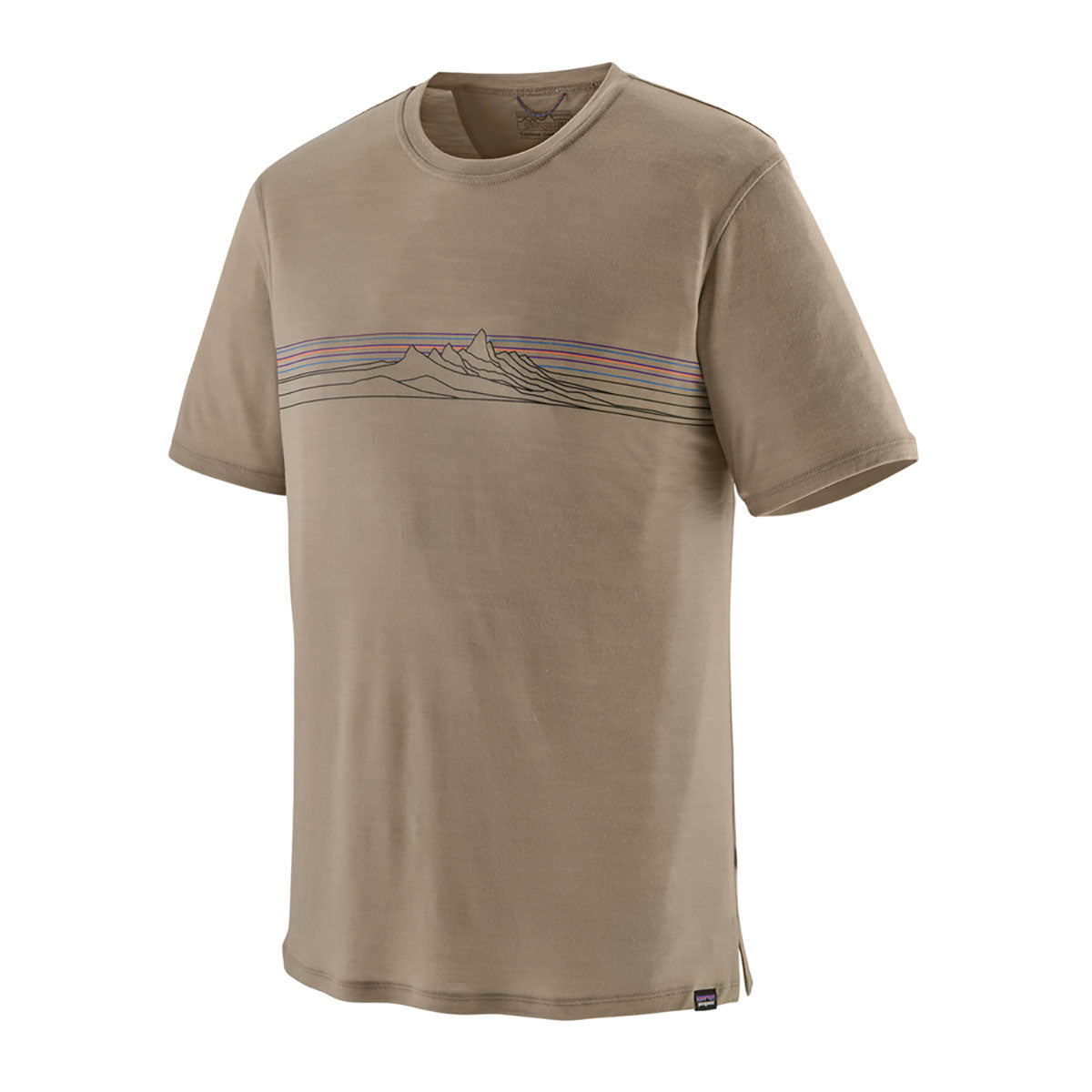 Patagonia Mens Capilene Cool Merino Blend Graphic Shirt Strata Stripe: Seabird Grey