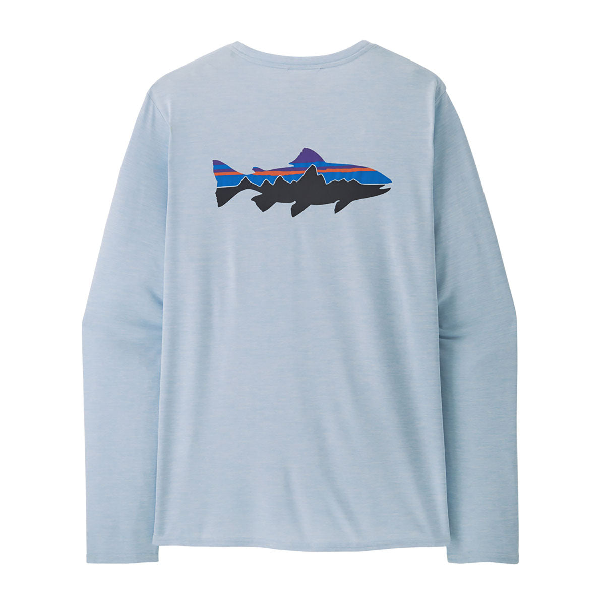 Patagonia Mens Long-Sleeved Capilene Cool Daily Graphic Shirt - Waters Fitz Roy Trout: Fleck Blue