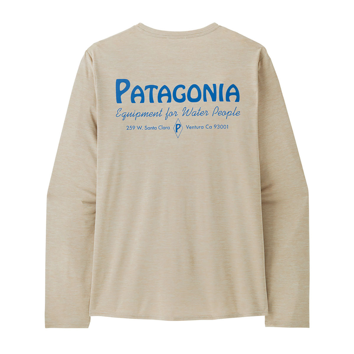 Patagonia Mens Long-Sleeved Capilene Cool Daily Graphic Shirt - Waters Water People Banner: Pumice X-Dye