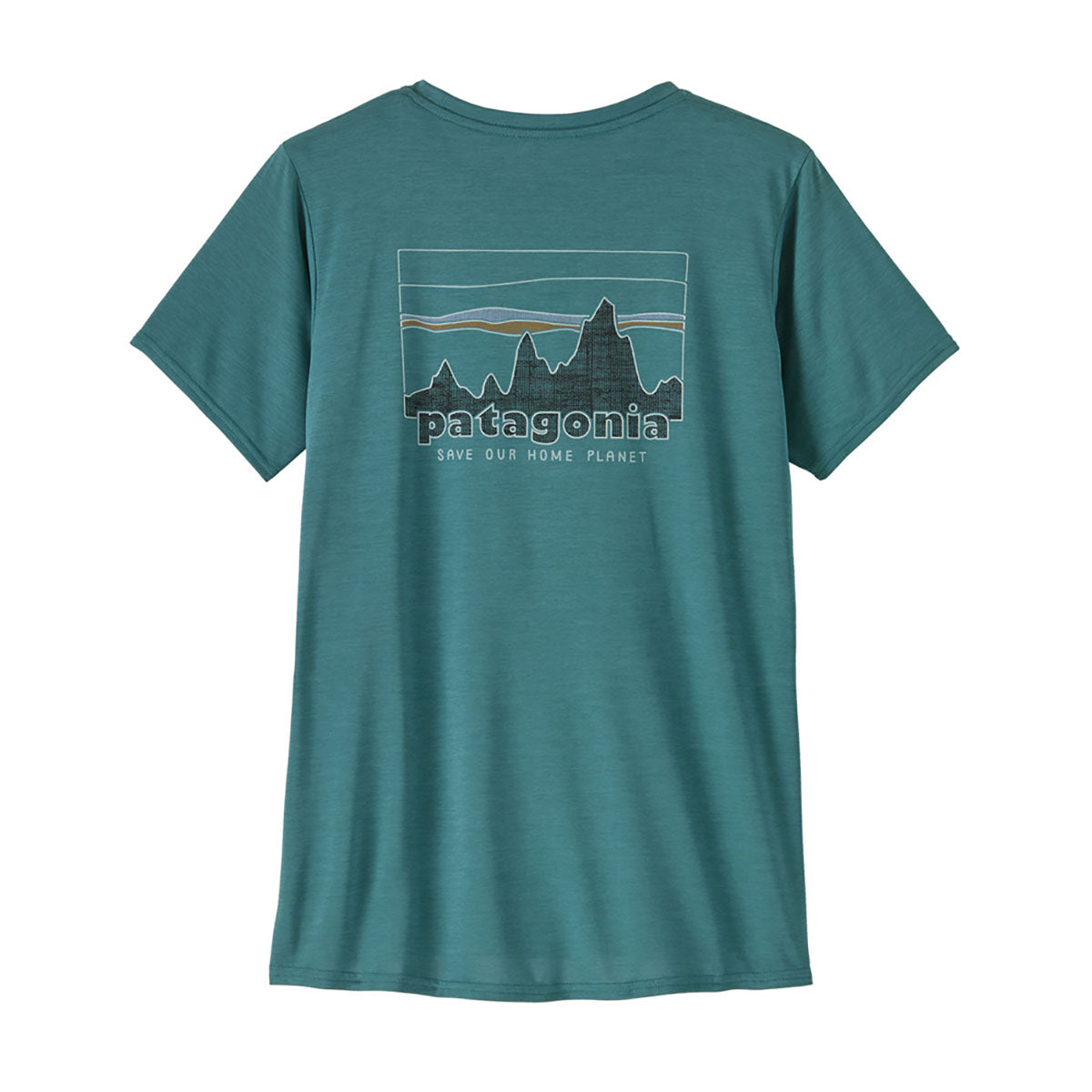 Patagonia Womens Capilene Cool Daily Graphic Shirt 73 Skyline: Wetland Blue X-Dye