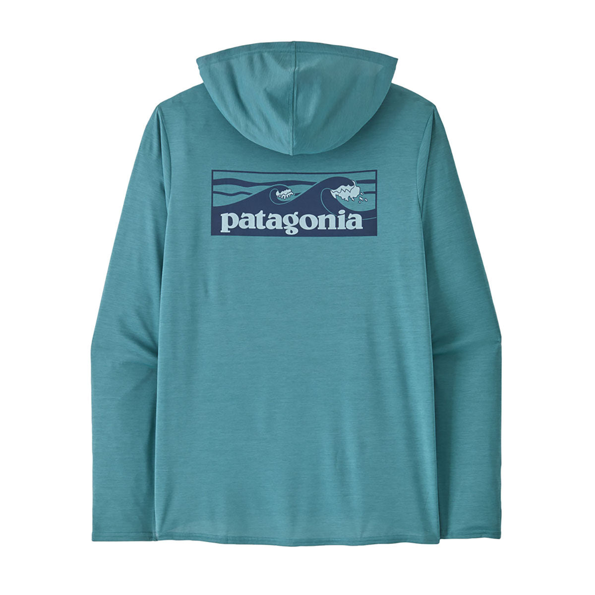 Patagonia Mens Capilene Cool Daily Graphic Hoody Boardshort Logo Tones: Wetland Blue X-Dye
