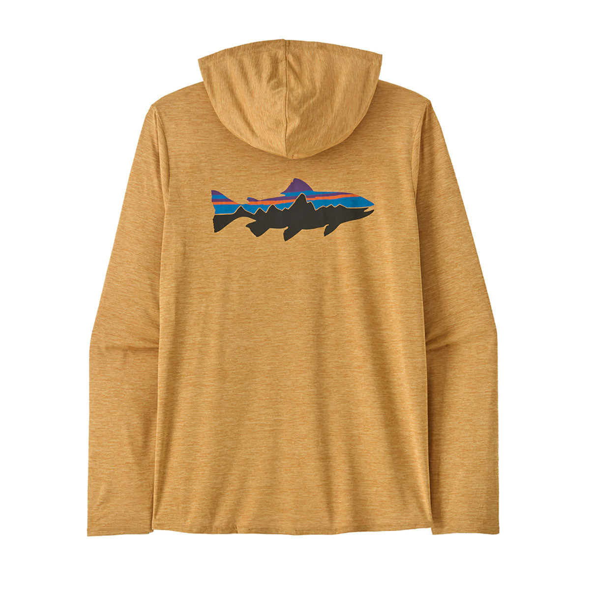 Patagonia Mens Capilene Cool Daily Graphic Hoody Fitz Roy Trout: Beeswax Tan X-Dye