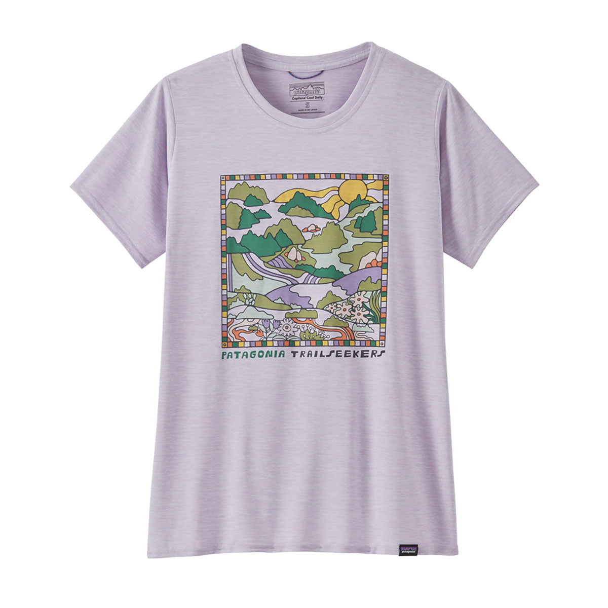 Patagonia Womens Capilene Cool Daily Graphic Shirt - Lands Trailseekers: Foxglove Purple