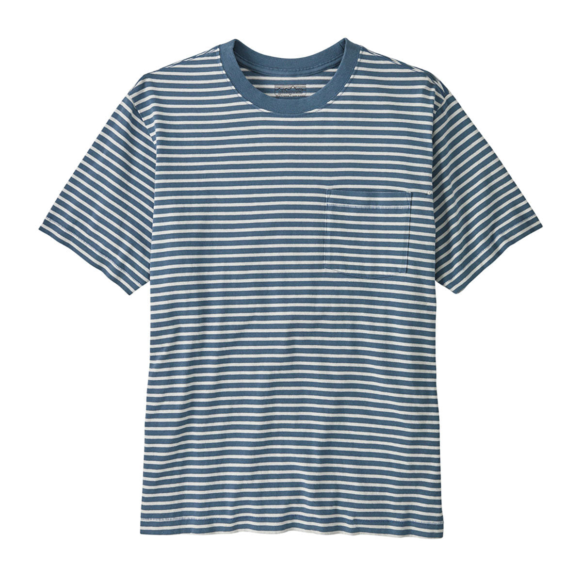 Patagonia Mens Midweight Daily Pocket Tee Weekend Stripe: Utility Blue