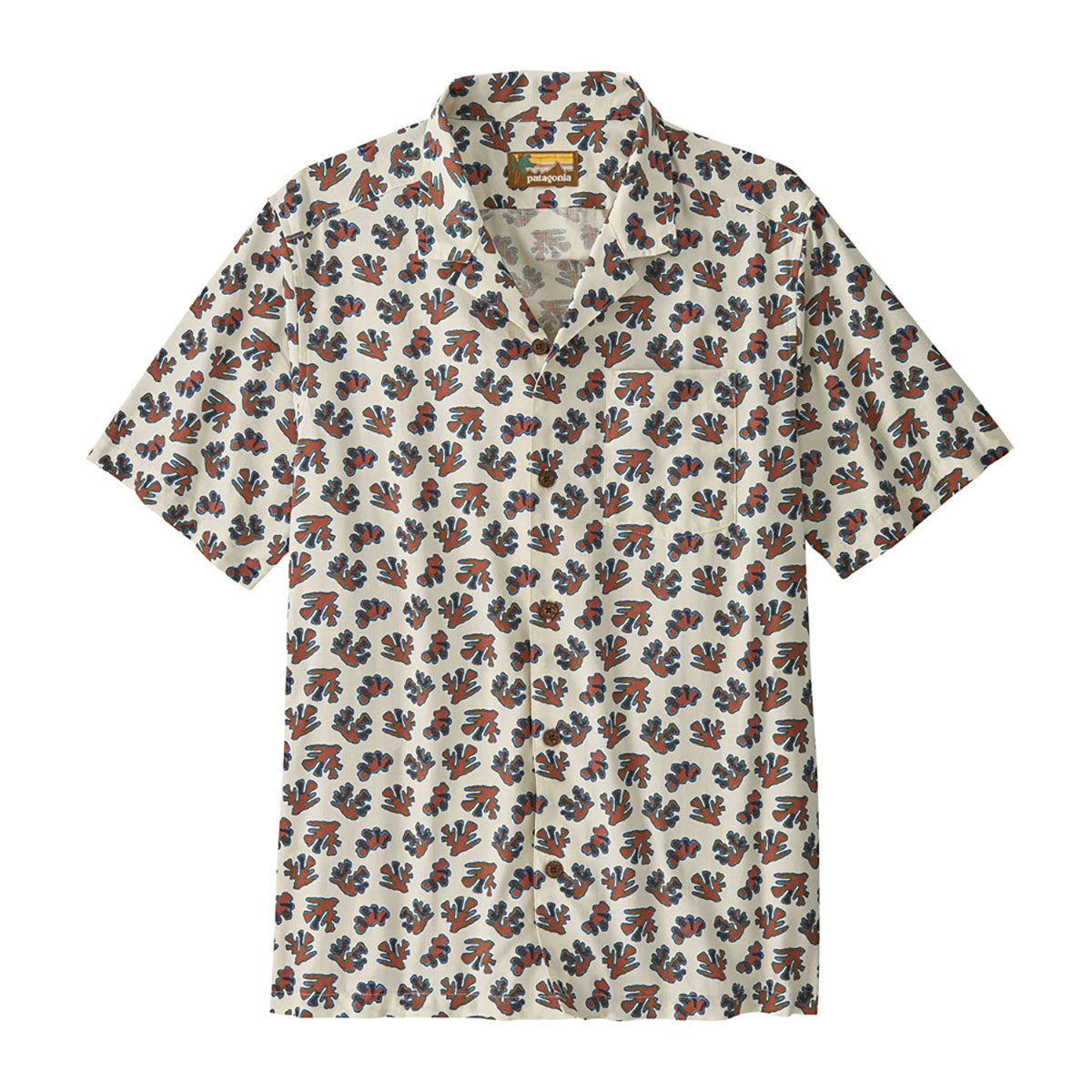 Patagonia Mens Tidal Threads Camp Shirt Oh Coral: Wool White