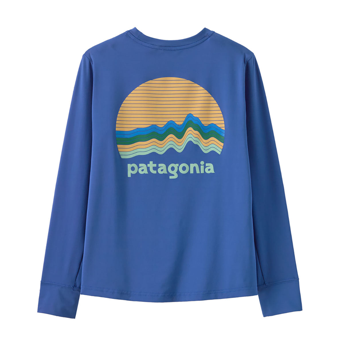 Patagonia Kids Long Sleeved Capilene Silkweight T-Shirt Ridge Rise Moonlight: Eddy Blue
