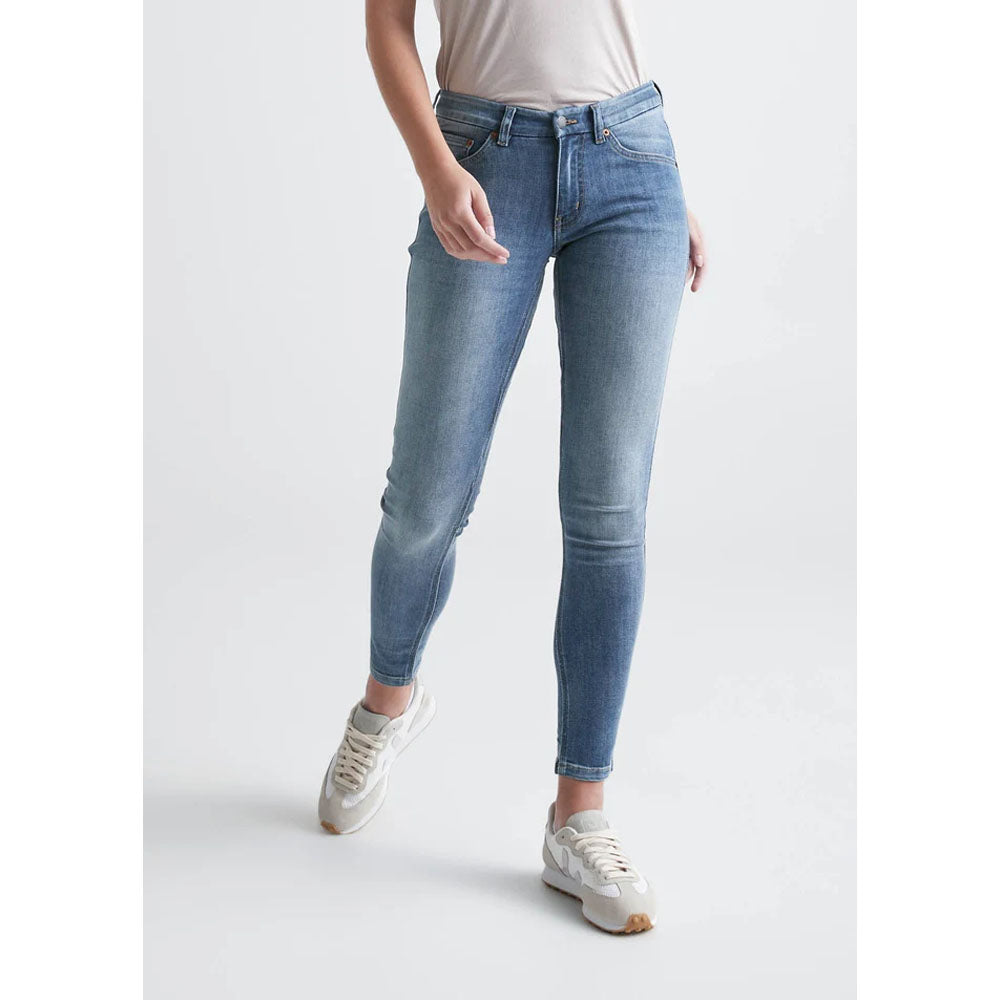 DU/ER Women&#39;s Performance Denim Mid Rise Skinny - 28&quot; Inseam Tidal