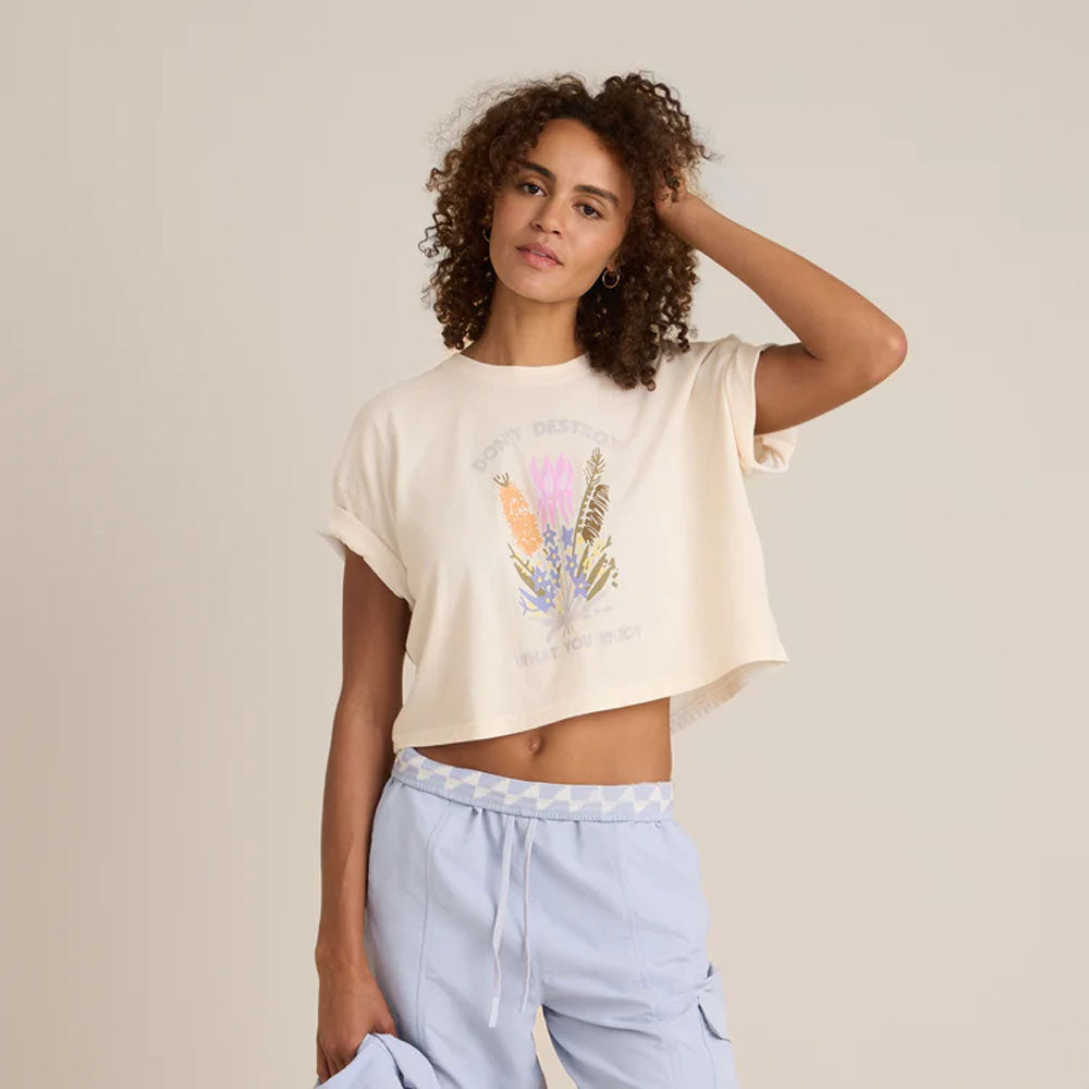 Roark Womens Nature Cropped Boxy Premium Tee Eggshell