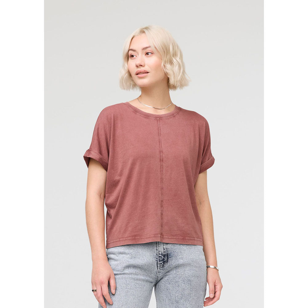DU/ER Women's PurePima Vintage Dolman Tee Washed Mars