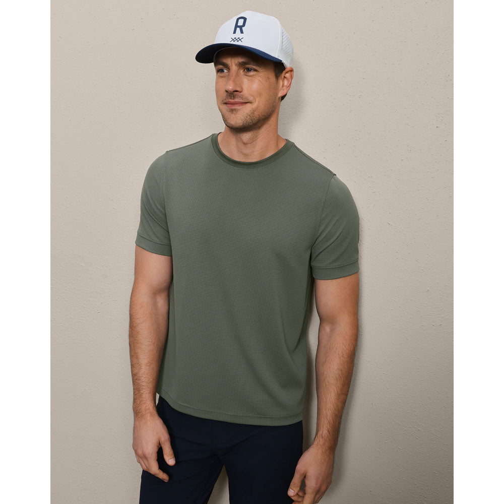 Rhone Mens Waffle Tech Tee Olive Shadow