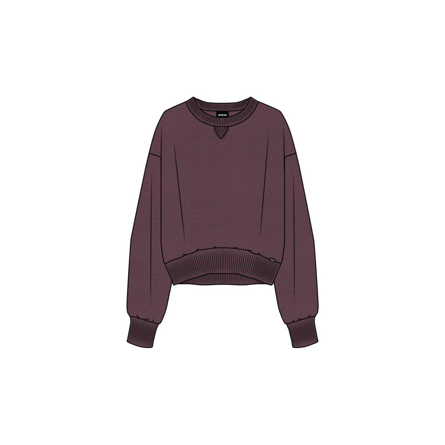 Prana W Cozy Up Crew Sweatshirt 500 Vino