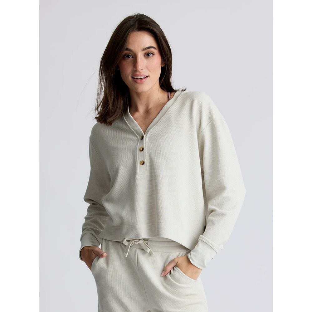 Free Fly Apparel Womens Waffle Long Sleeve Henley Birch