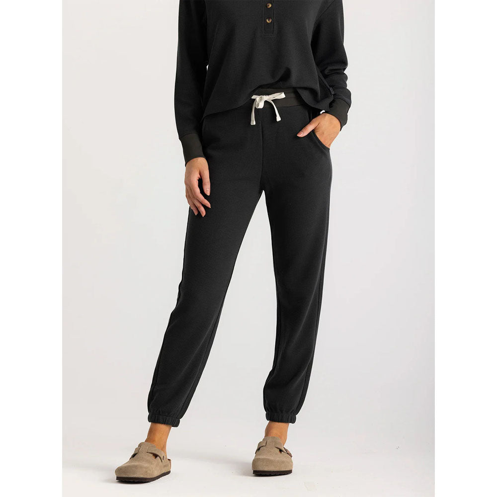 Free Fly Apparel Womens Waffle Jogger Black and / S
