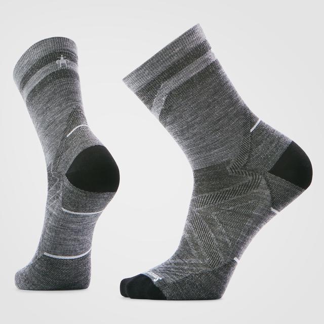 Smartwool Mens Run Zero Cushion Mid Crew Pattern Socks 039 Light Gray