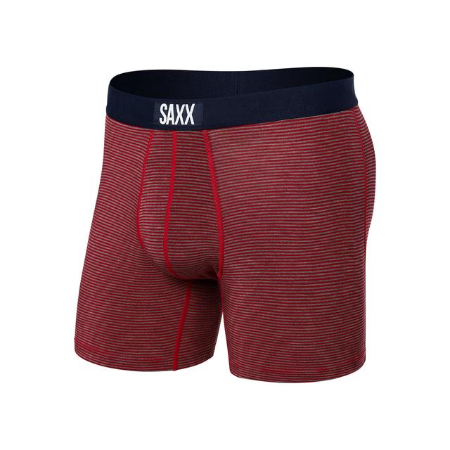 Saxx Underwear Co. Mens Vibe Super Soft Boxer Brief MST Mini Stripe/Cherry