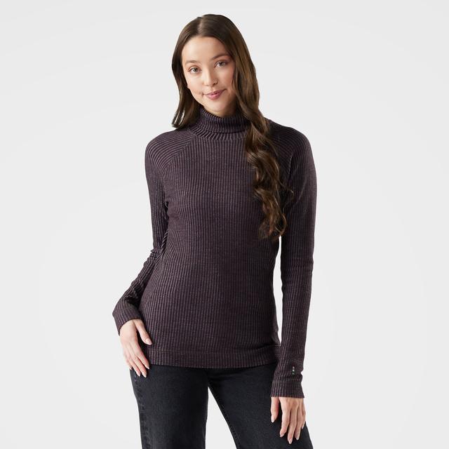 Smartwool Womes Thermal Merino Rib Turtleneck Q02 Mink/Chalk Violet Heather