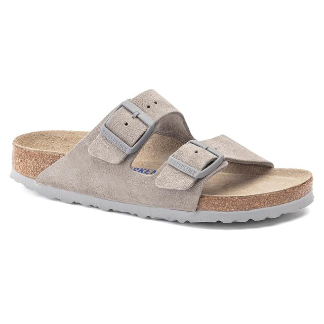 Birkenstock Arizona Soft Footbed Suede Leather - Regular Stone Coin
