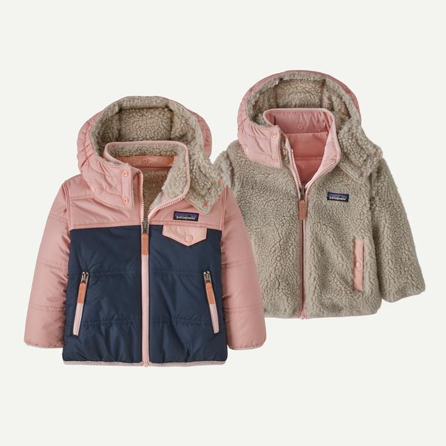 Patagonia Baby Reversible Tribbles Hoody NVMA New Navy w/Mallow Pink