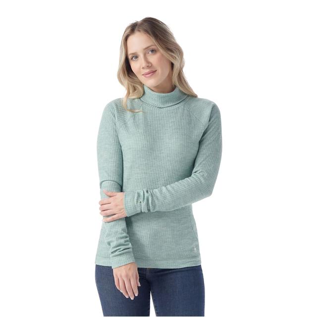 Smartwool Womes Thermal Merino Rib Turtleneck N67 Arctic Green Heather