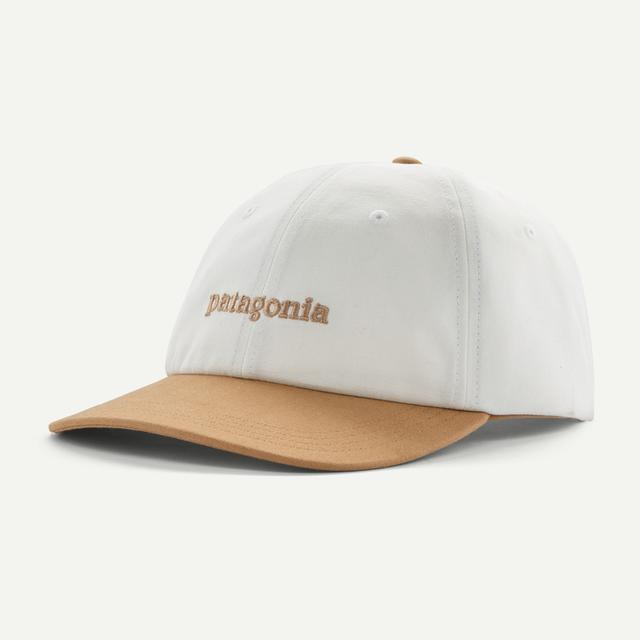 Patagonia Fitz Roy Icon Trad Cap Text Logo: Birch White w/Grayling Brown