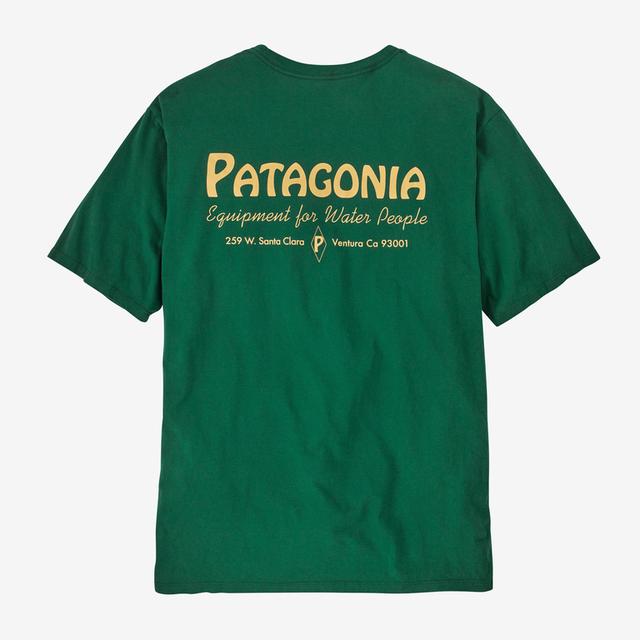 Patagonia Men's Water People Organic Pocket T-Shirt WPCO Water People Banner: Conifer Green