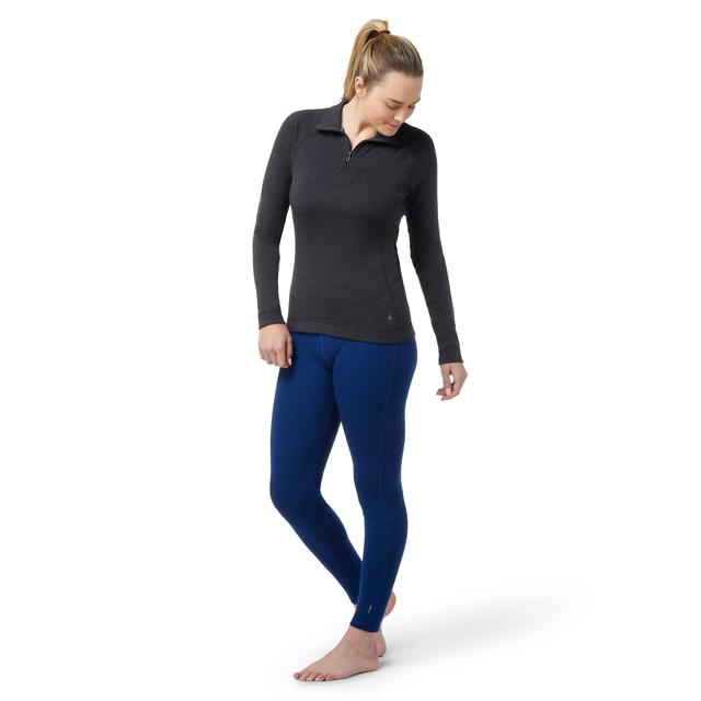 Smartwool Womens Classic Thermal Merino Base Layer 1/4 Zip 010 Charcoal Heather