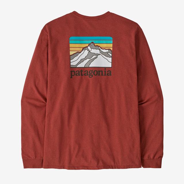 Patagonia Men&#39;s Long-Sleeved Line Logo Ridge Responsibili-Tee BURR Burnished Red