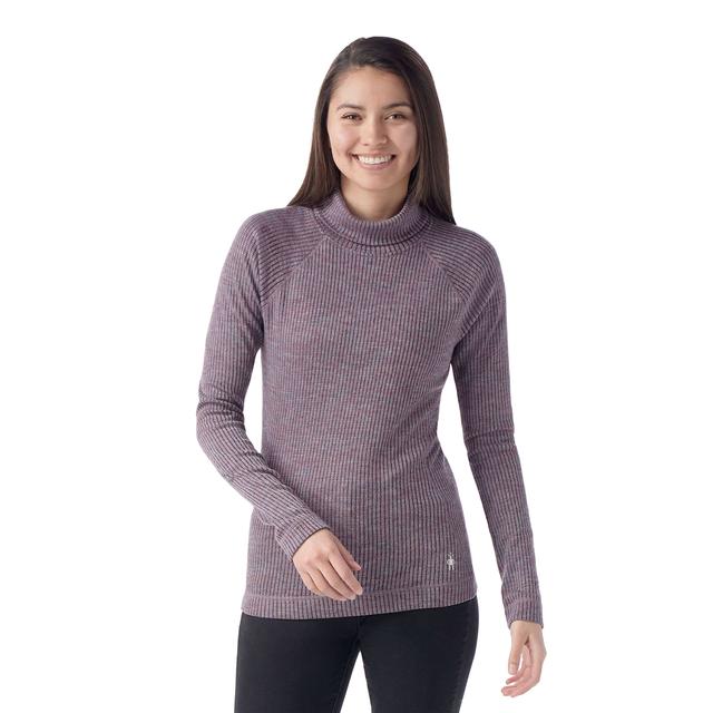 Smartwool Womes Thermal Merino Rib Turtleneck N81 Chalk Violet Heather