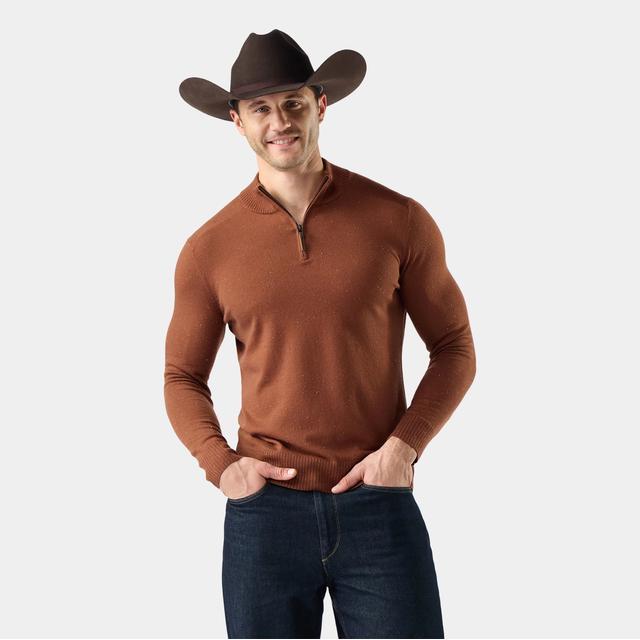 Smartwool Mens Sparwood 1/2 Zip Sweater R48 Burnt Sienna Donegal