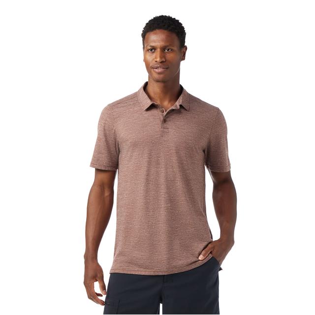 Smartwool Mens Merino Hemp Blend Short Sleeve Polo N21 Sable Brown Heather